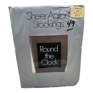 Vintage Round the Clock Sheer Agilon Stockings Size 10-11 Slim Perfect Taupe